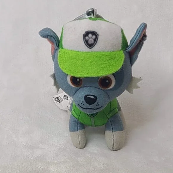 Paw Patrol Rocky Mini Plush Bag Clip On Backpack Hanger Stuffed Dog 4.5" - Picture 2 of 6
